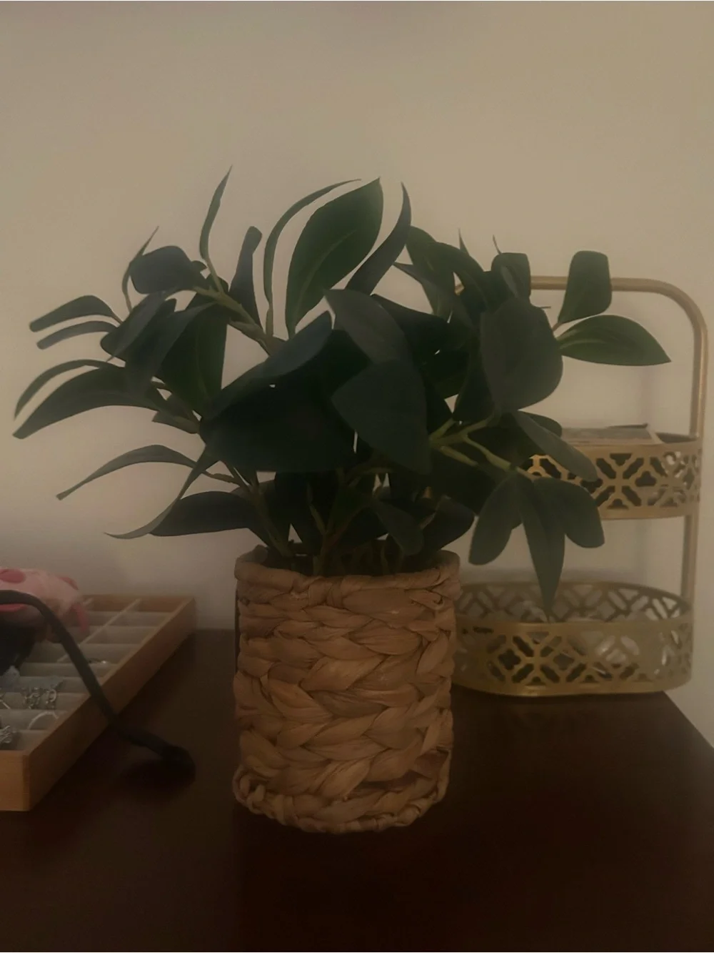 Hobby Lobby Green Faux Potted Foliage in Woven Basket